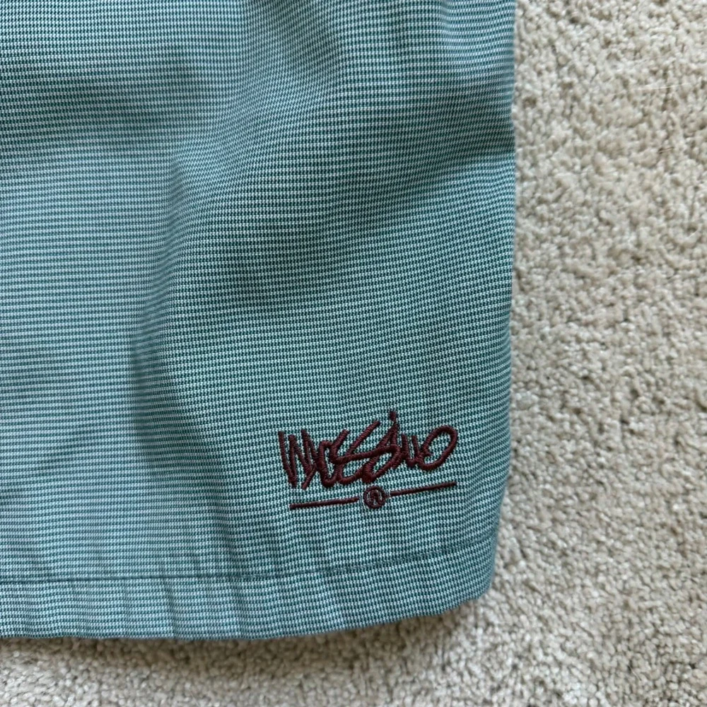 90's Mossimo Surf Swim Trunks L Teal Micro Check Mesh Lined Board Shorts USA